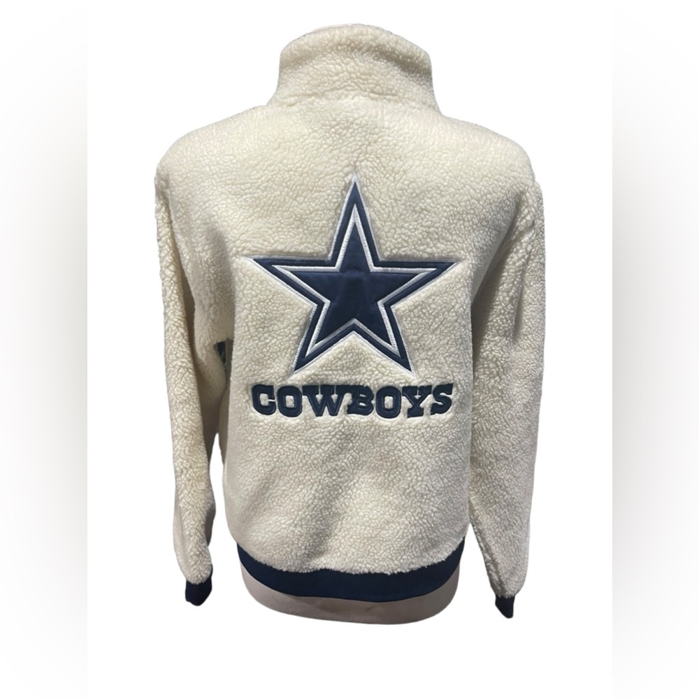 NFL Dallas Cowboys Cream Sherpa Jacket with Navy Star Logo